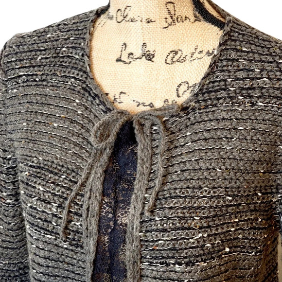 AMARYNTH Women's Alpaca Wool Italian Crocheted Lace Trim Cardigan Size Large - Picture 7 of 13